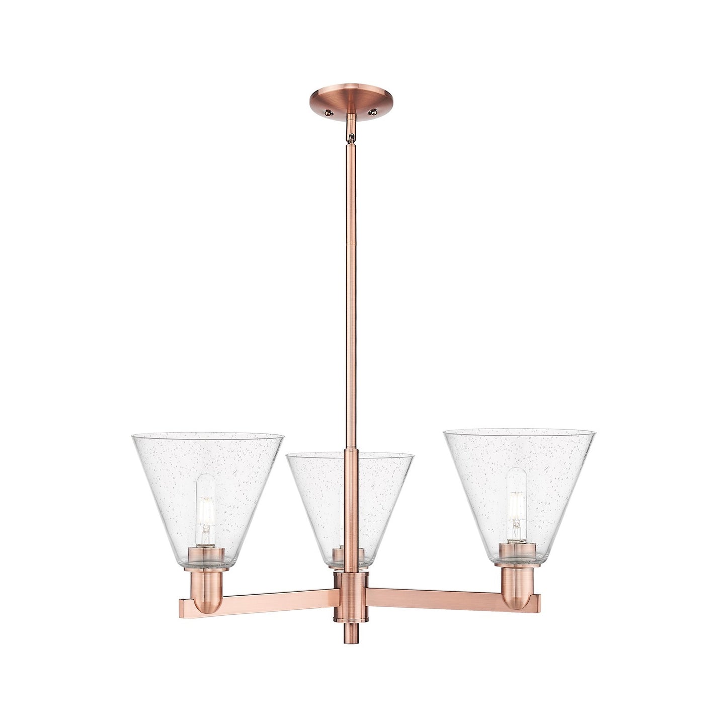 Innovations Berkshire Glass 30in 3-Light Pendant | Industrial Antique Copper Steel and Seedy Glass | Kitchen Island & Dining | Model 716-3CR-AC-GBC-84