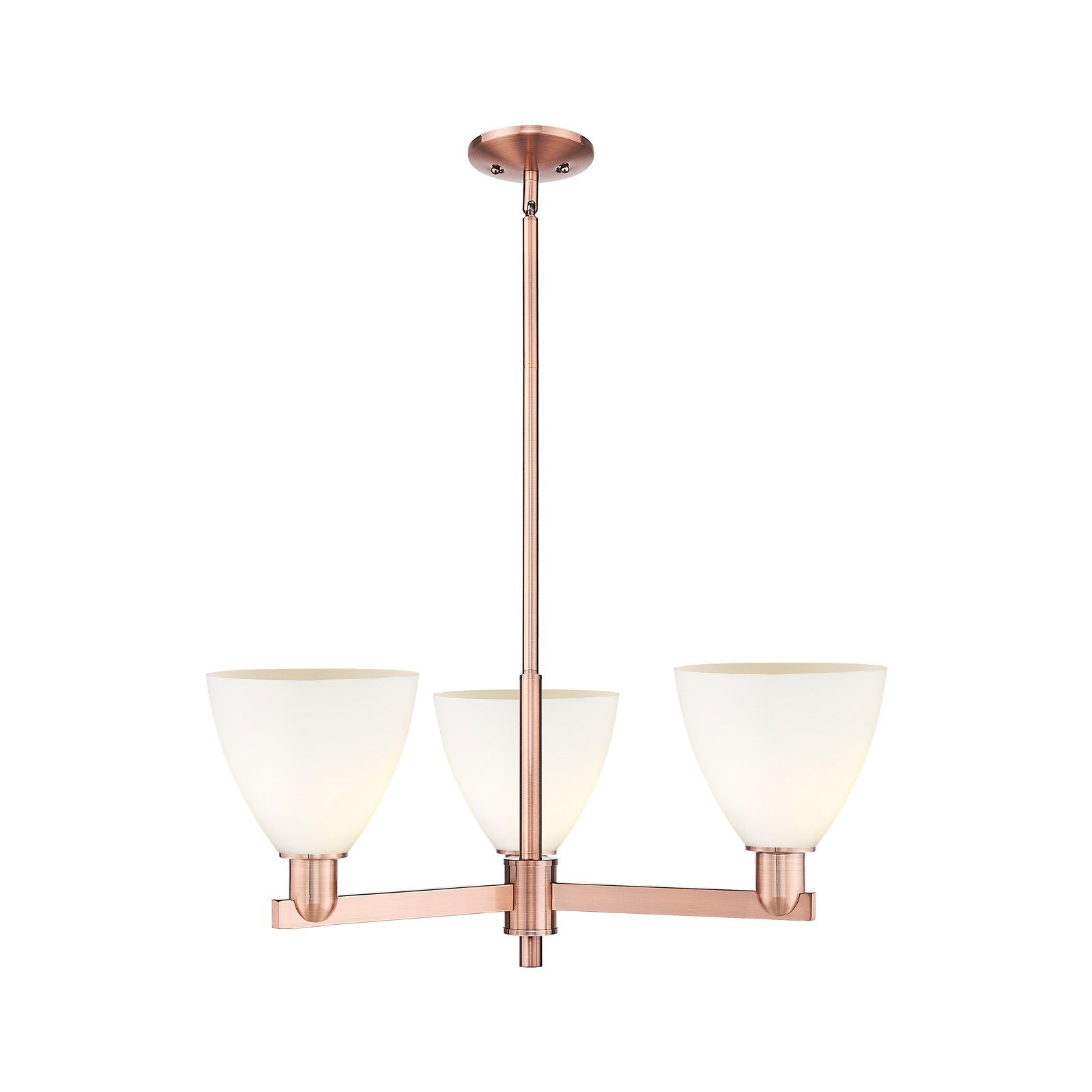 Innovations Bristol 29in 3-Light Pendant | Industrial Antique Copper Steel and Matte White Glass | Kitchen Island & Dining Room | Model 716-3CR-AC-GBD-751