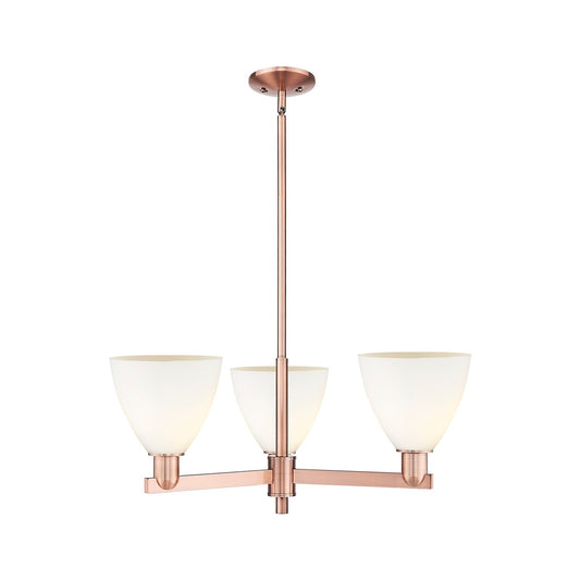 Innovations Bristol 29in 3-Light Pendant | Industrial Antique Copper Steel and Matte White Glass | Kitchen Island & Dining Room | Model 716-3CR-AC-GBD-751
