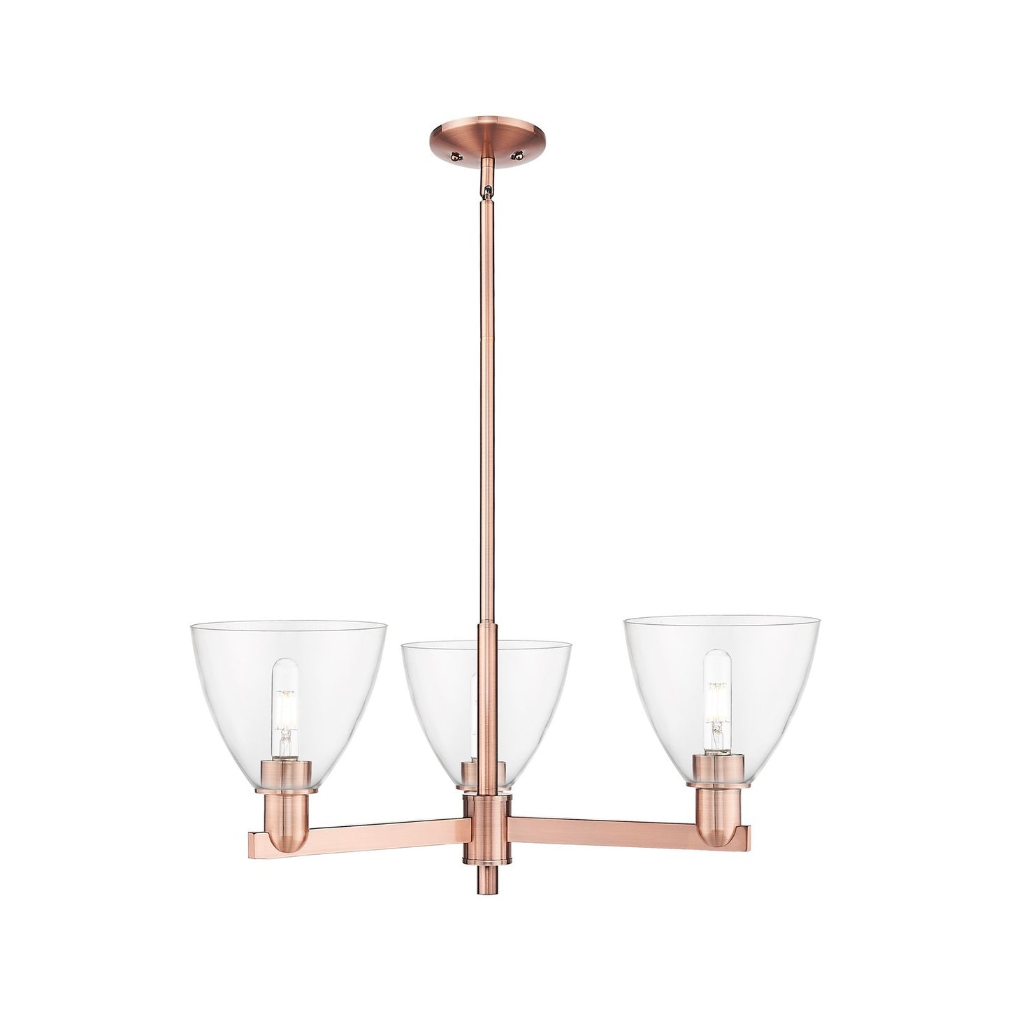 Innovations Bristol 29.25in 3-Light Pendant | Industrial Antique Copper Steel and Clear Glass | Kitchen Island & Dining Room | Model 716-3CR-AC-GBD-752