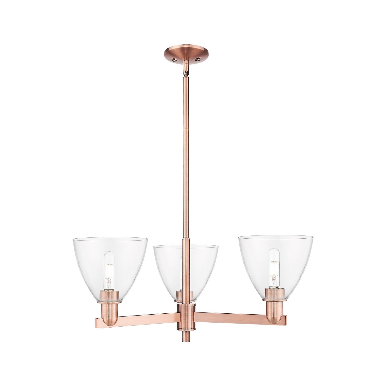 Innovations Bristol 29.25in 3-Light Pendant | Industrial Antique Copper Steel and Clear Glass | Kitchen Island & Dining Room | Model 716-3CR-AC-GBD-752