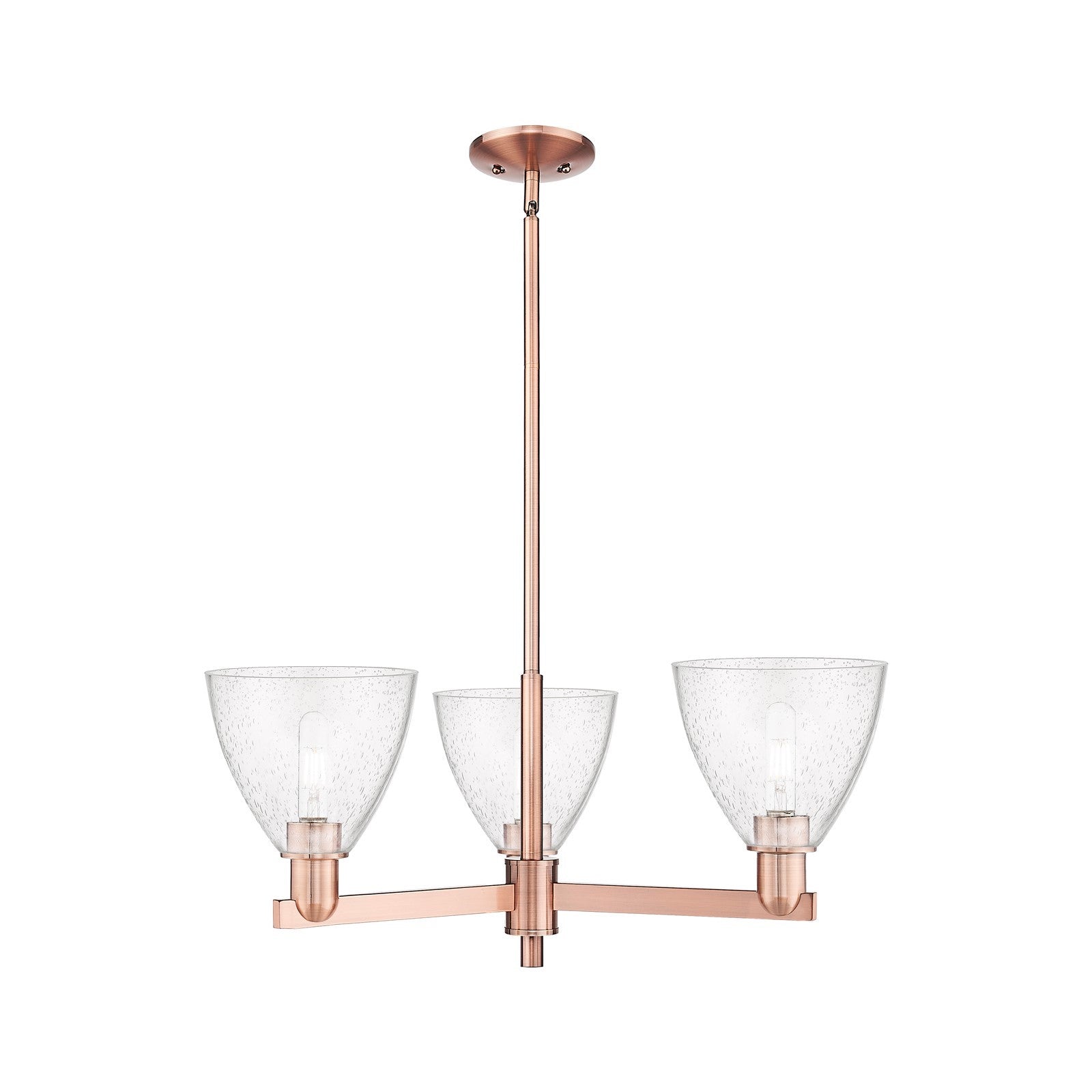 Innovations Bristol 29in 3-Light Pendant | Industrial Antique Copper Steel and Seedy Glass Dome | Kitchen Island & Dining Room | Model 716-3CR-AC-GBD-754