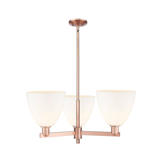 Innovations Bristol 31in 3-Light Pendant | Industrial Antique Copper Steel and Matte White Glass | Kitchen Island & Dining Room | Model 716-3CR-AC-GBD-91