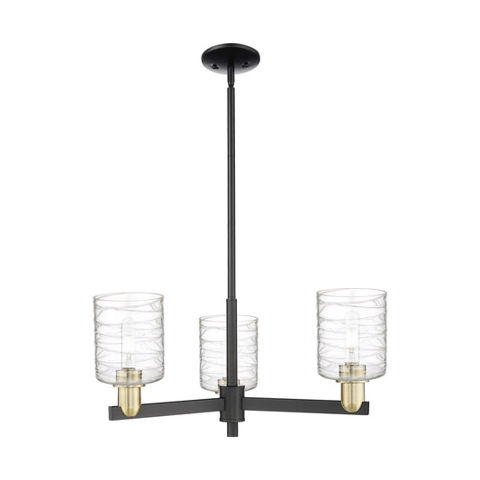 Innovations Cobbleskill 27in 3-Light Pendant | Industrial Black Antique Brass and Deco Swirl Glass | Kitchen Island & Dining | Model 716-3CR-BAB-G1113