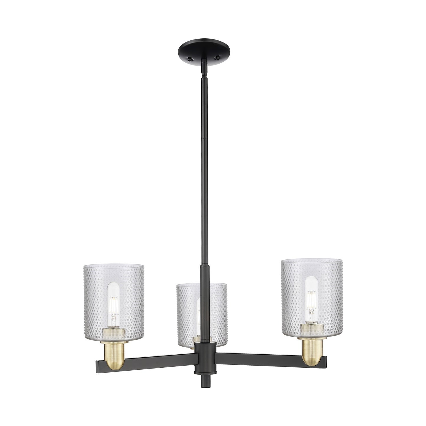 Innovations Cobbleskill 27in 3-Light Pendant | Industrial Black Antique Brass Steel and Clear Glass | Kitchen Island & Dining | Model 716-3CR-BAB-G112
