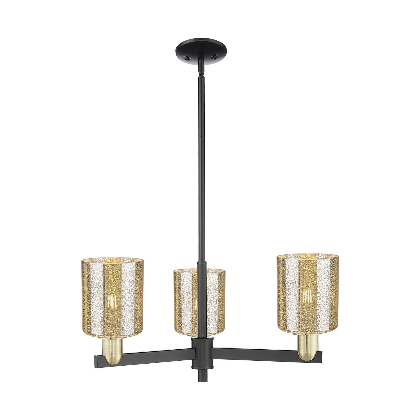 Innovations Cobbleskill 27in 3-Light Pendant | Industrial Black Antique Brass Steel and Mercury Glass | Kitchen Island & Dining | Model 716-3CR-BAB-G116