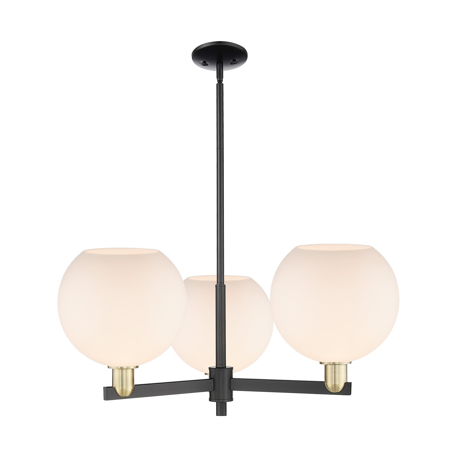 Innovations Athens 32in 3-Light Pendant | Industrial Black Antique Brass Steel and Matte White Glass | Kitchen Island & Dining | Model 716-3CR-BAB-G121-10