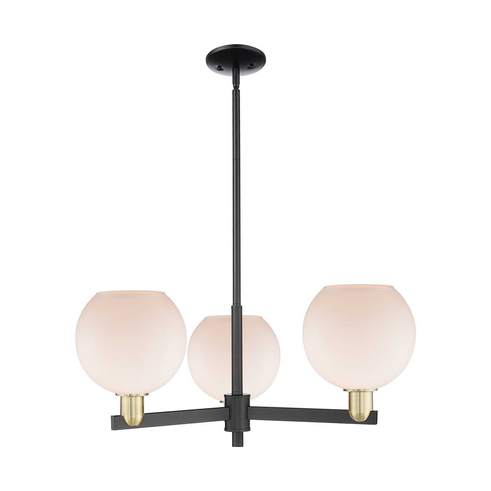 Innovations Athens 30in 3-Light Pendant | Industrial Black Antique Brass and Matte White Glass | Kitchen Island & Dining Room | Model 716-3CR-BAB-G121-8