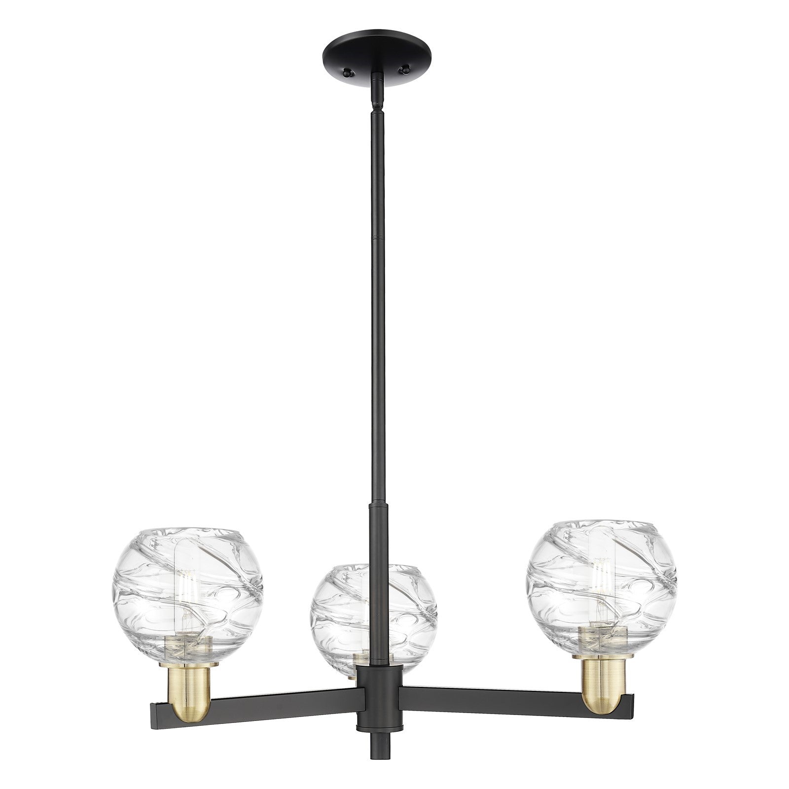 Innovations Athens Deco Swirl 27.62in 3-Light Pendant | Industrial Black Antique Brass Steel and Clear Glass | Kitchen | Model 716-3CR-BAB-G1213-6CL