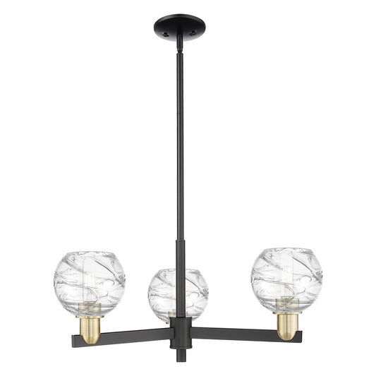 Innovations Athens Deco Swirl 27.62in 3-Light Pendant | Industrial Black Antique Brass Steel and Clear Glass | Kitchen | Model 716-3CR-BAB-G1213-6CL