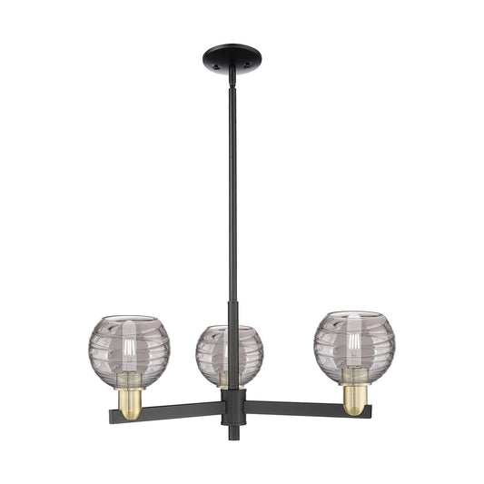 Innovations Athens Deco Swirl 27.62in 3-Light Pendant | Industrial Black Antique Brass Steel and Light Smoke Glass | Kitchen | Model 716-3CR-BAB-G1213-6SM