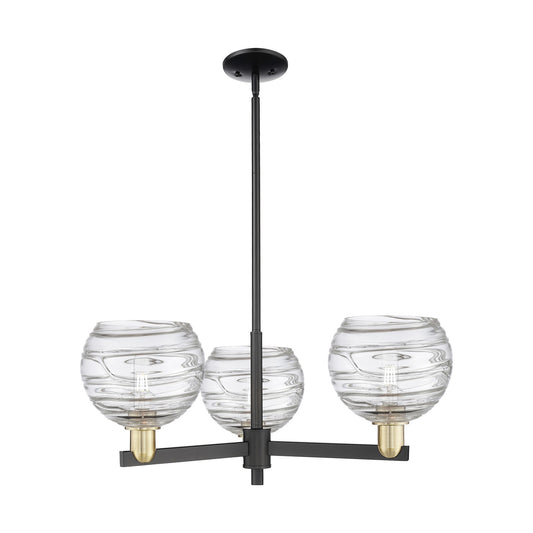 Innovations Athens Deco Swirl 30in 3-Light Pendant | Industrial Black Antique Brass Steel and Clear Glass | Kitchen Island & | Model 716-3CR-BAB-G1213-8CL