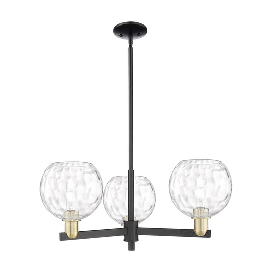 Innovations Athens Water Glass 30in 3-Light Pendant | Industrial Black Antique Brass Steel and Clear Glass | Kitchen Island & | Model 716-3CR-BAB-G1215-8