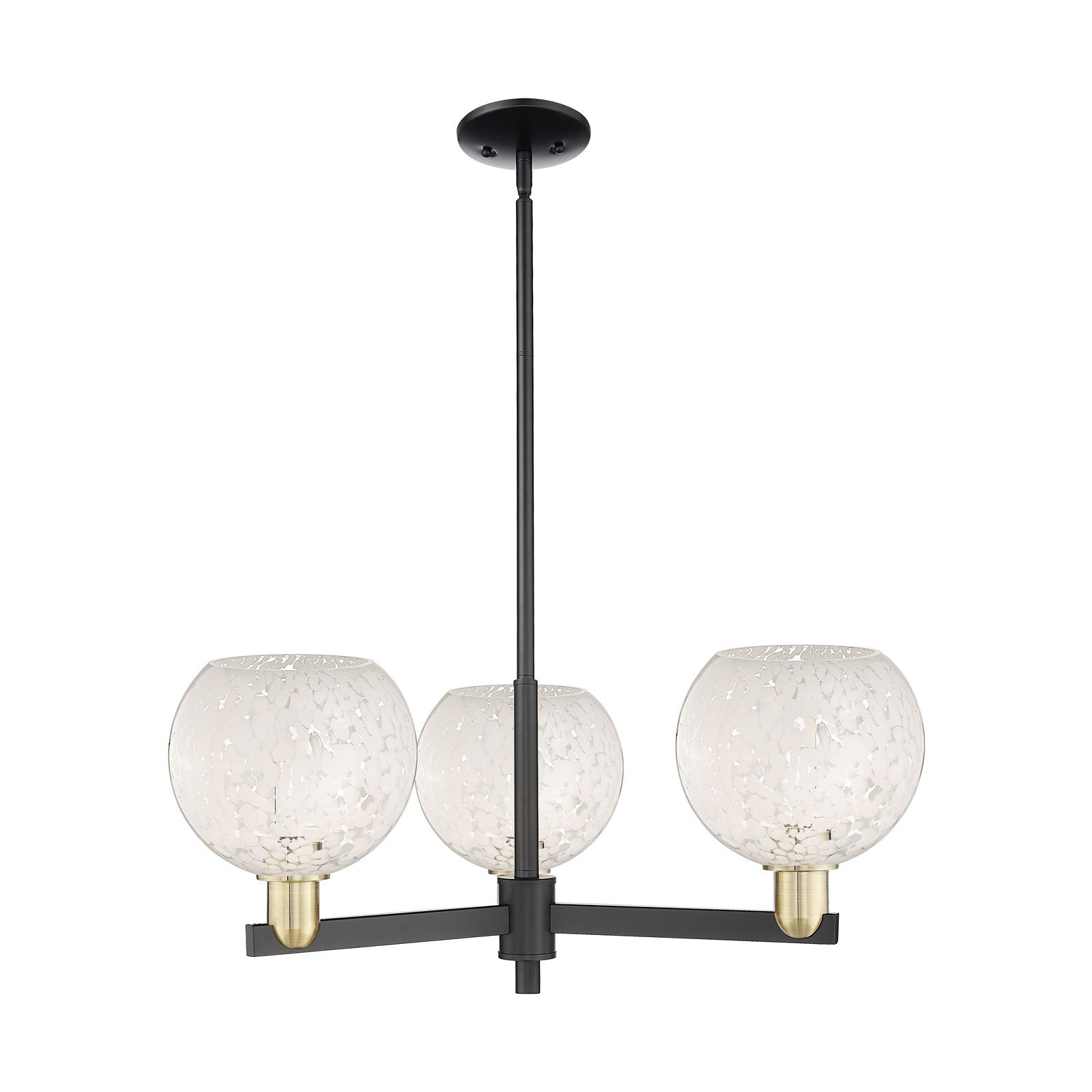 Innovations Lighting Arcadia 30in 3-Light Pendant | Industrial Black Antique Brass and White Mouchette Glass | Kitchen | Model 716-3CR-BAB-G1216-8WM