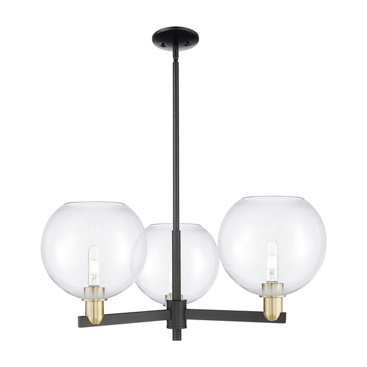 Innovations Athens 32in 3-Light Pendant | Industrial Black Antique Brass Steel and Clear Glass | Kitchen Island & Dining Room | Model 716-3CR-BAB-G122-10