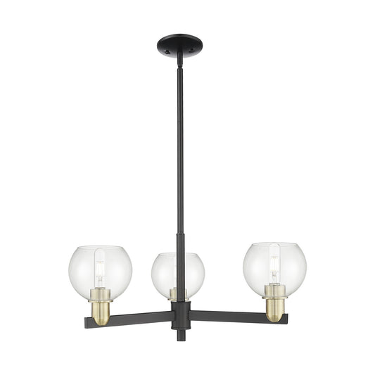 Innovations Athens 28in 3-Light Pendant | Industrial Black Antique Brass Steel and Clear Glass | Kitchen Island & Dining Room | Model 716-3CR-BAB-G122-6