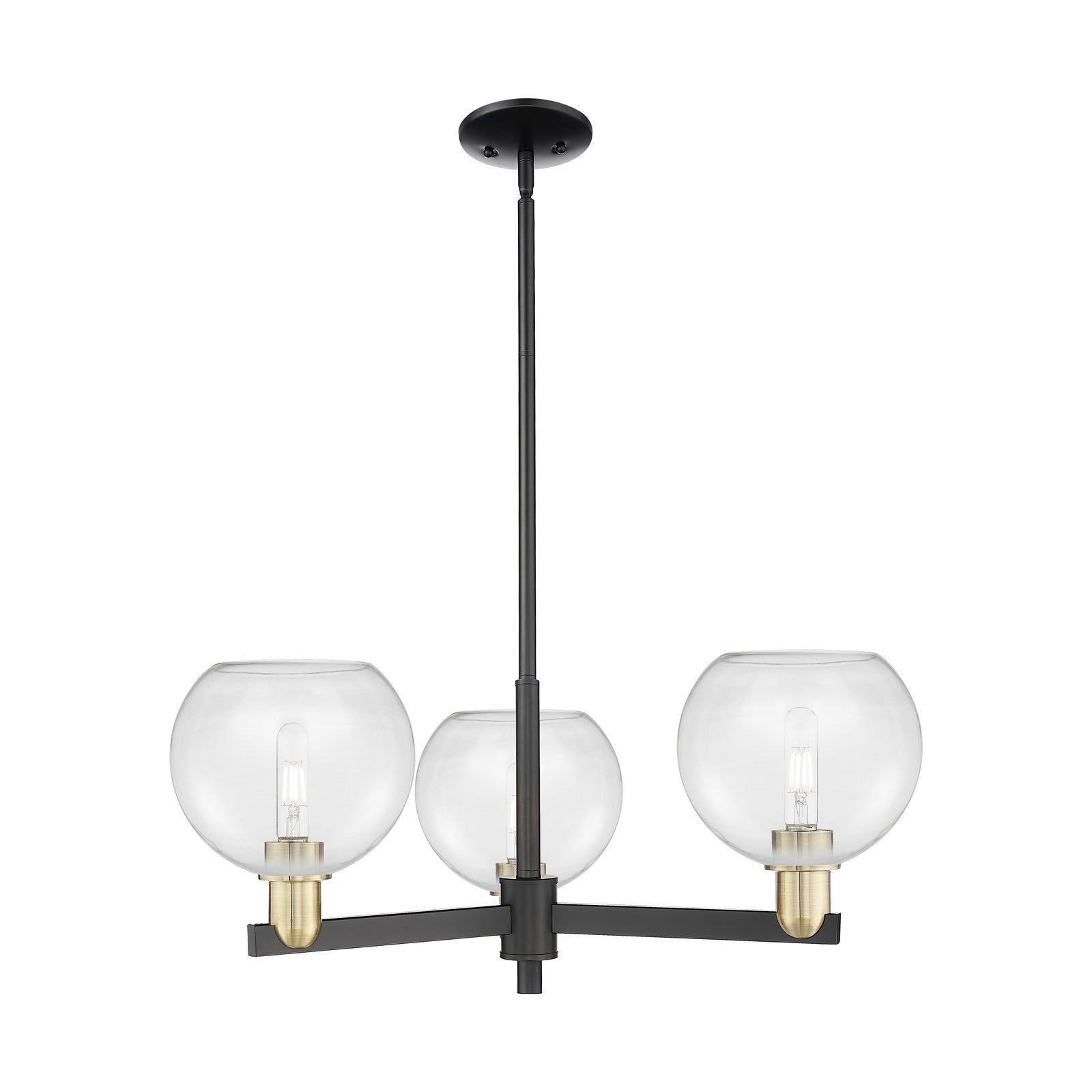 Innovations Athens 30in 3-Light Pendant | Industrial Black Antique Brass Steel and Clear Glass | Kitchen Island & Dining Room | Model 716-3CR-BAB-G122-8