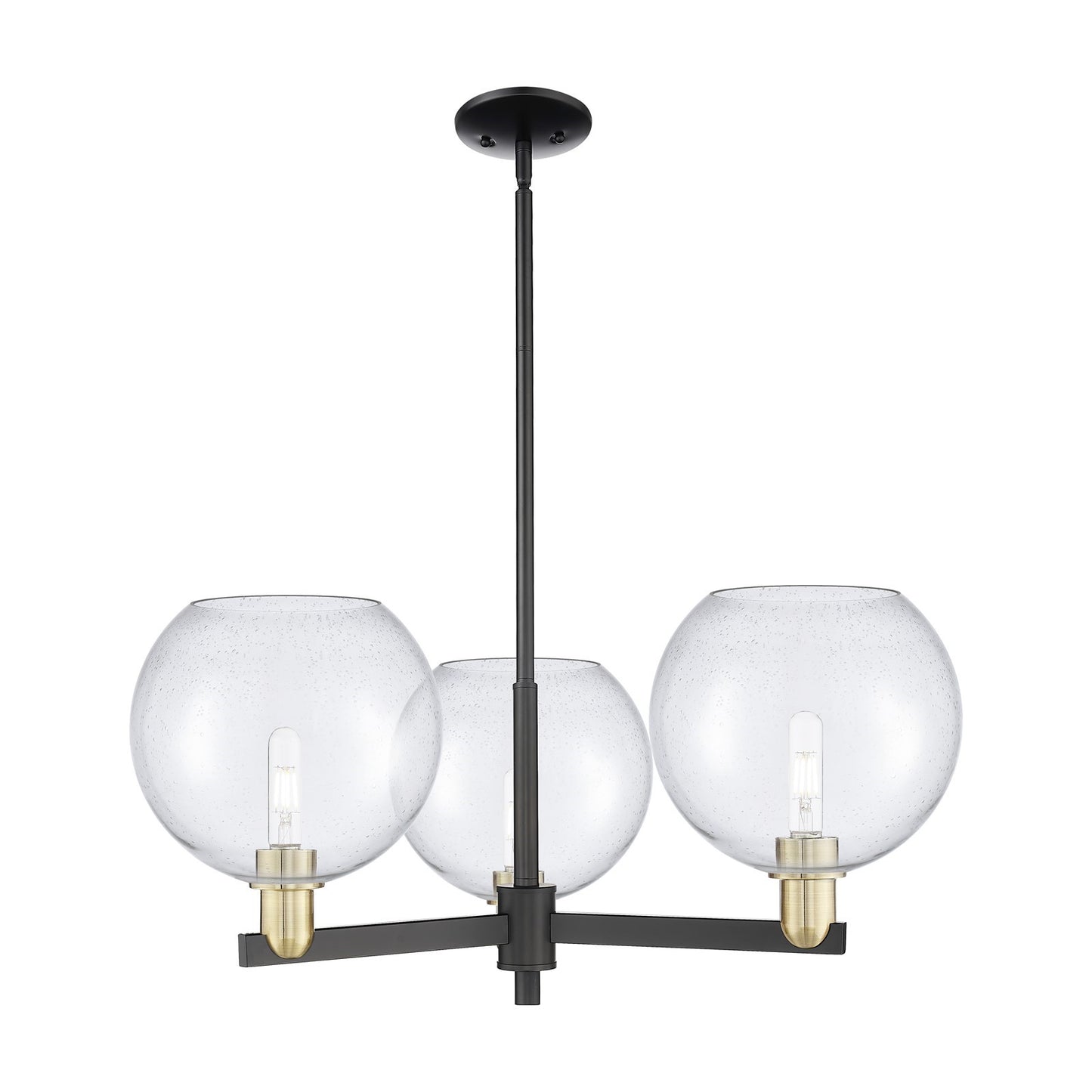 Innovations Athens 32in 3-Light Pendant | Industrial Black Antique Brass and Seedy Glass | Kitchen Island & Dining Room | Model 716-3CR-BAB-G124-10