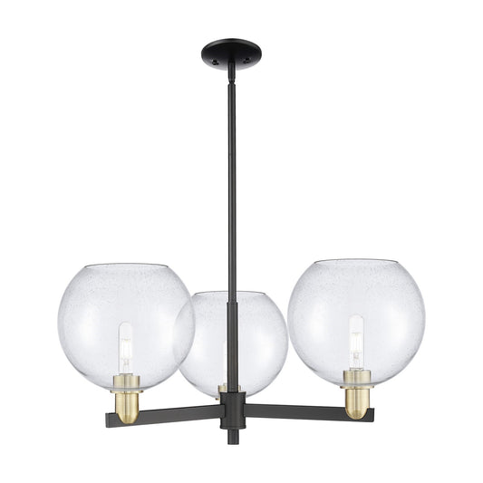 Innovations Athens 32in 3-Light Pendant | Industrial Black Antique Brass and Seedy Glass | Kitchen Island & Dining Room | Model 716-3CR-BAB-G124-10