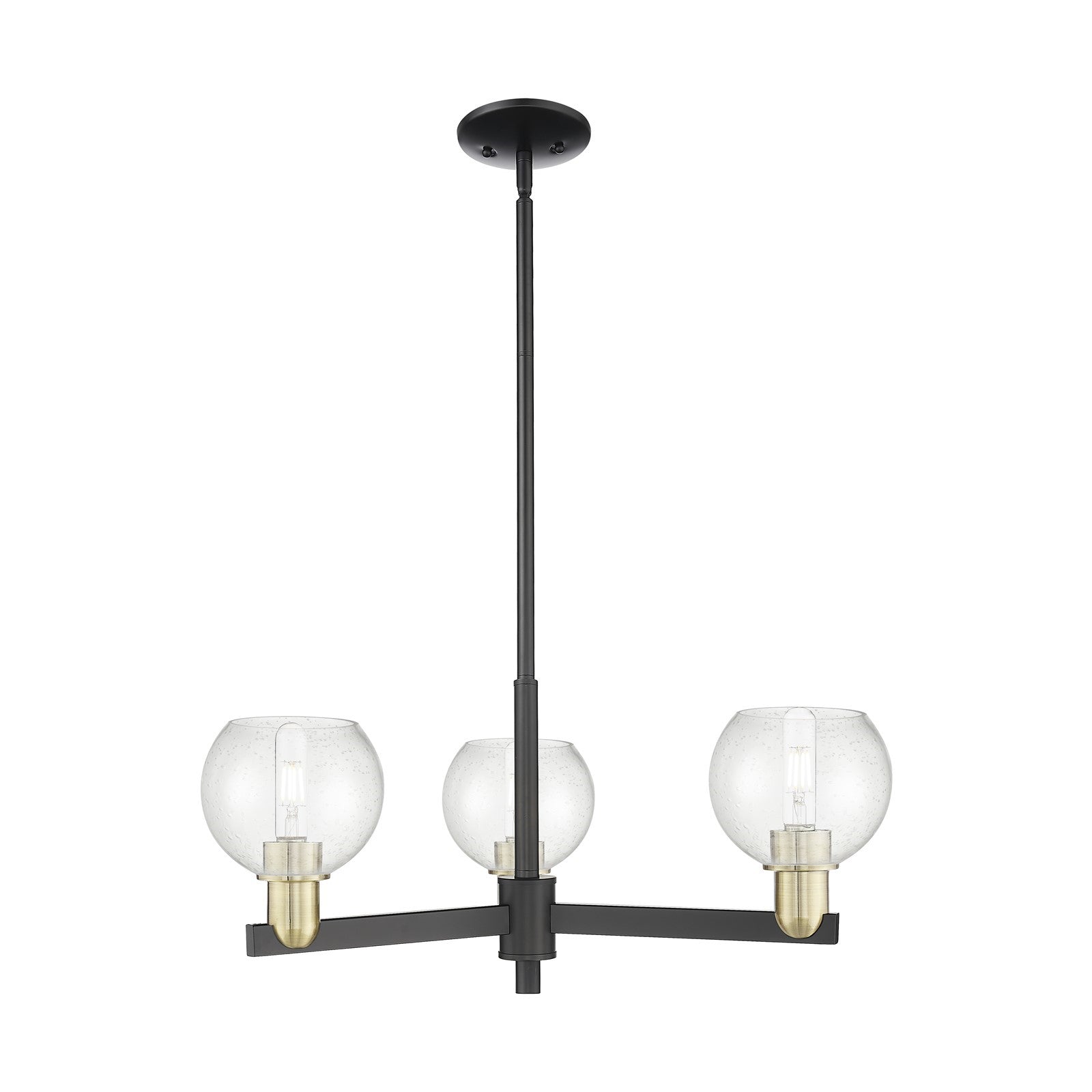 Innovations Athens 28in 3-Light Pendant | Industrial Black Antique Brass and Seedy Glass | Kitchen Island & Dining Room | 27.62 | Model 716-3CR-BAB-G124-6