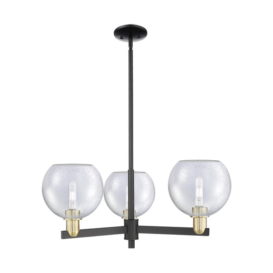 Innovations Athens 30in 3-Light Pendant | Industrial Black Antique Brass Steel and Seedy Glass | Kitchen Island & Dining Room | Model 716-3CR-BAB-G124-8