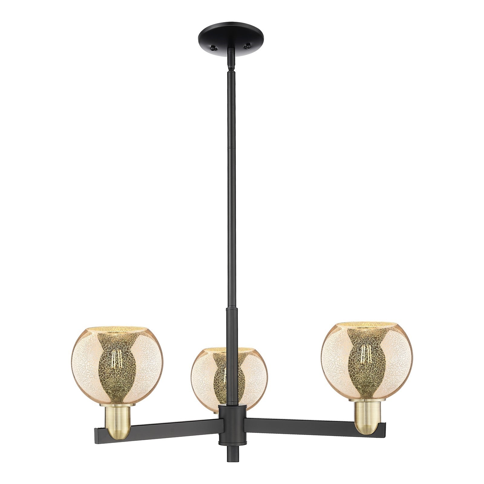 Innovations Athens 28in 3-Light Pendant | Industrial Black Antique Brass and Mercury Glass | Kitchen Island & Dining Room | Model 716-3CR-BAB-G128-6