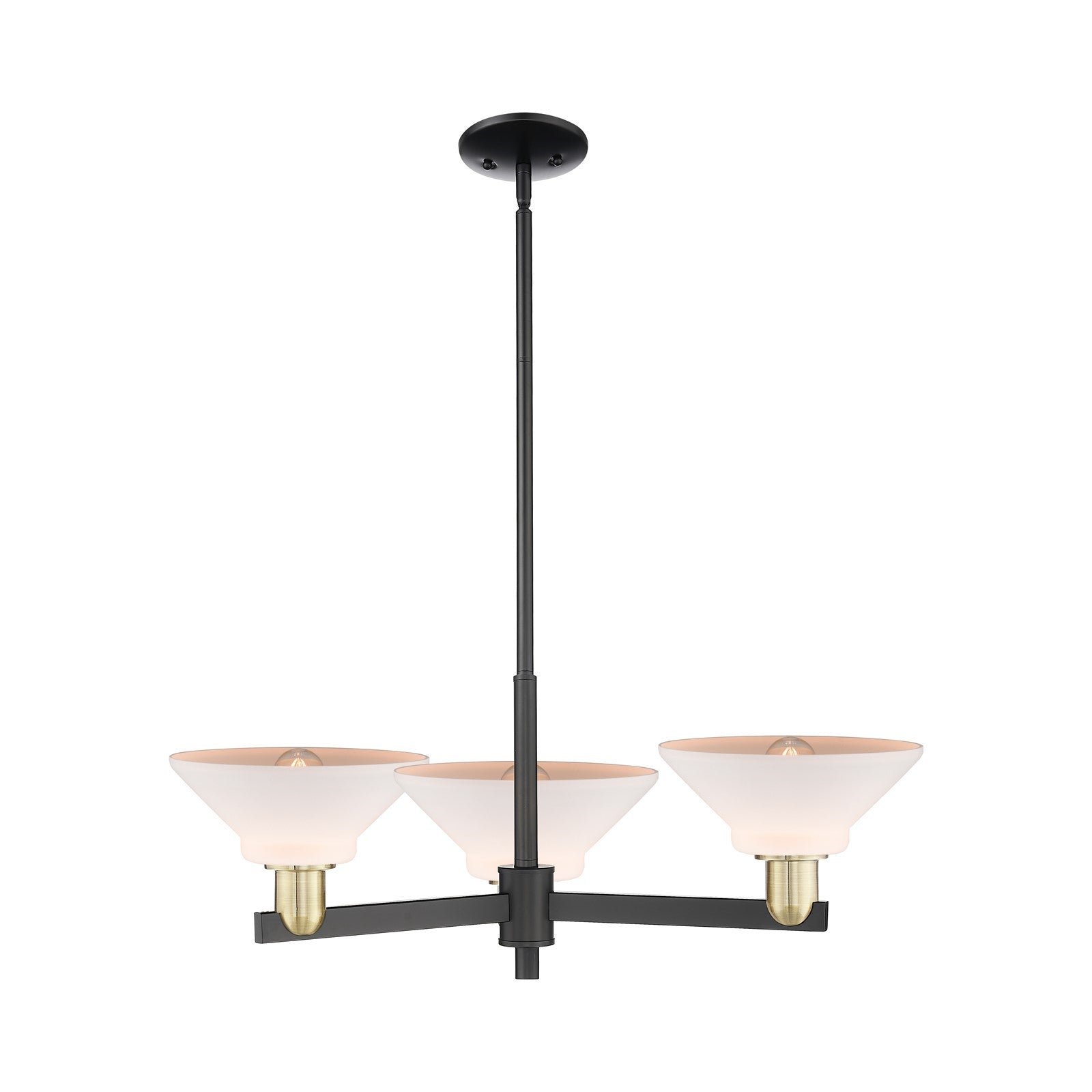 Innovations Orwell 30in 3-Light Pendant | Industrial Black Antique Brass and Matte White Glass | Kitchen Island & Dining Room | Model 716-3CR-BAB-G131