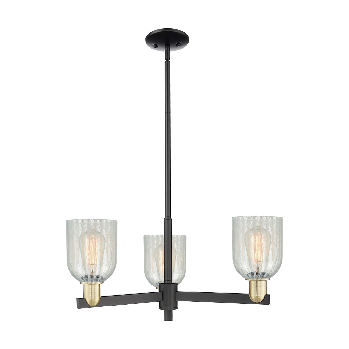 Innovations Caledonia 27in 3-Light Pendant | Industrial Black Antique Brass Steel and Mouchette Glass | Kitchen Island & Dining | Model 716-3CR-BAB-G2511