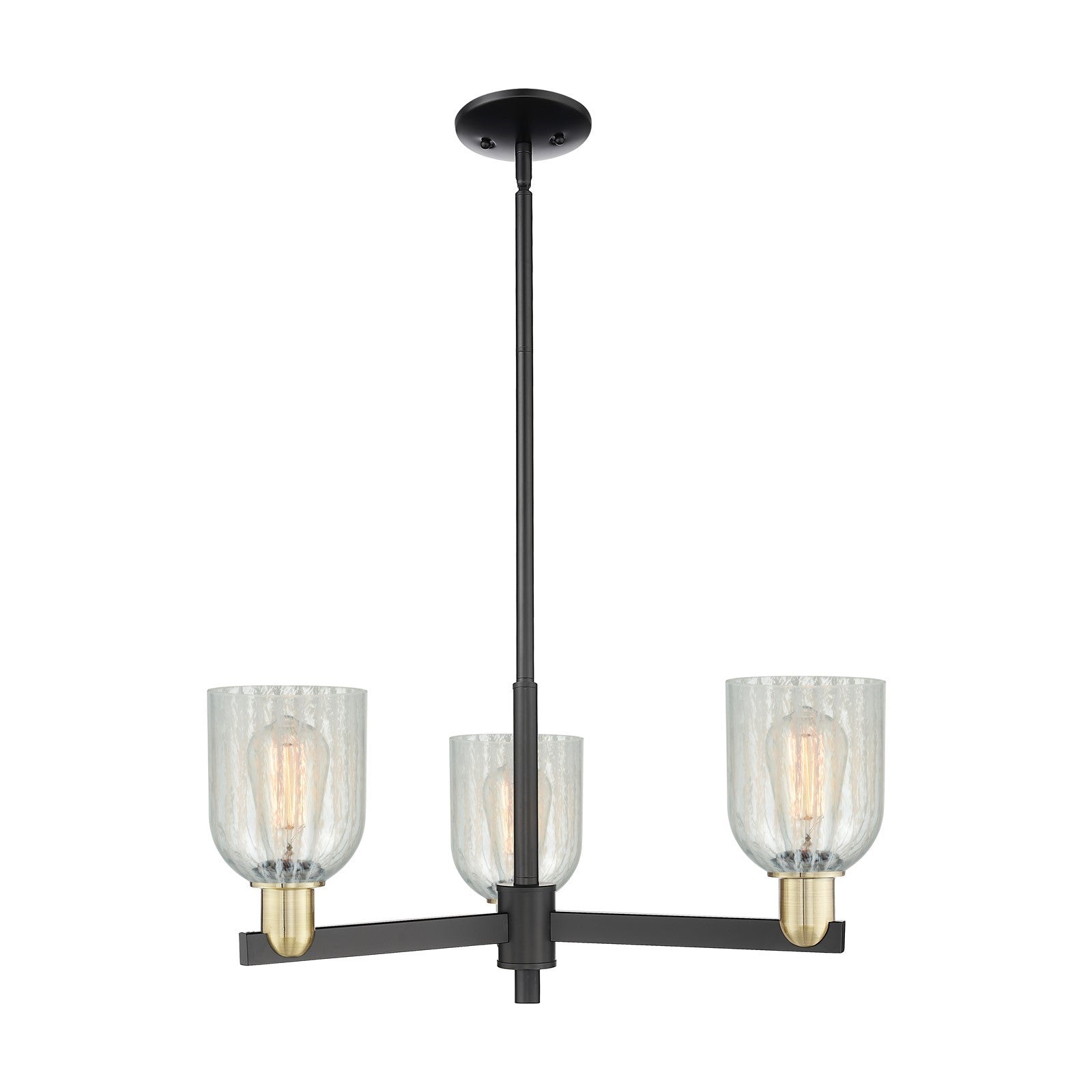 Innovations Caledonia 27in 3-Light Pendant | Industrial Black Antique Brass Steel and Mouchette Glass | Kitchen Island & Dining | Model 716-3CR-BAB-G2511
