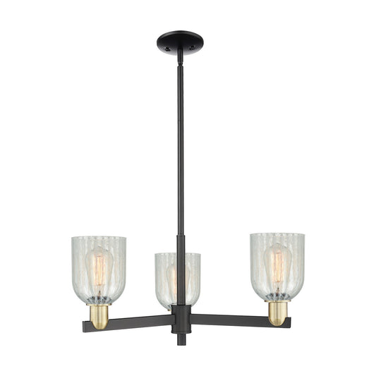 Innovations Caledonia 27in 3-Light Pendant | Industrial Black Antique Brass Steel and Mouchette Glass | Kitchen Island & Dining | Model 716-3CR-BAB-G2511