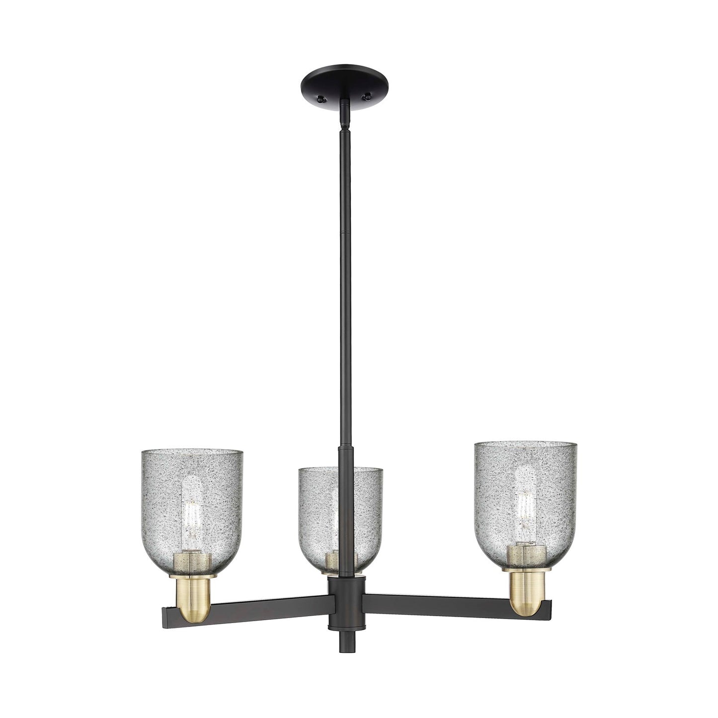 Innovations Caledonia 27in 3-Light Pendant | Industrial Black Antique Brass and Charcoal Glass | Kitchen Island & Dining Room | Model 716-3CR-BAB-G257