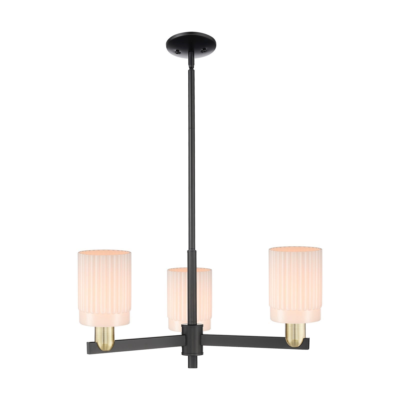 Innovations Hadley 26in 3-Light Pendant | Industrial Black Antique Brass Steel and Matte White Ribbed Glass | Kitchen Island & | Model 716-3CR-BAB-G341