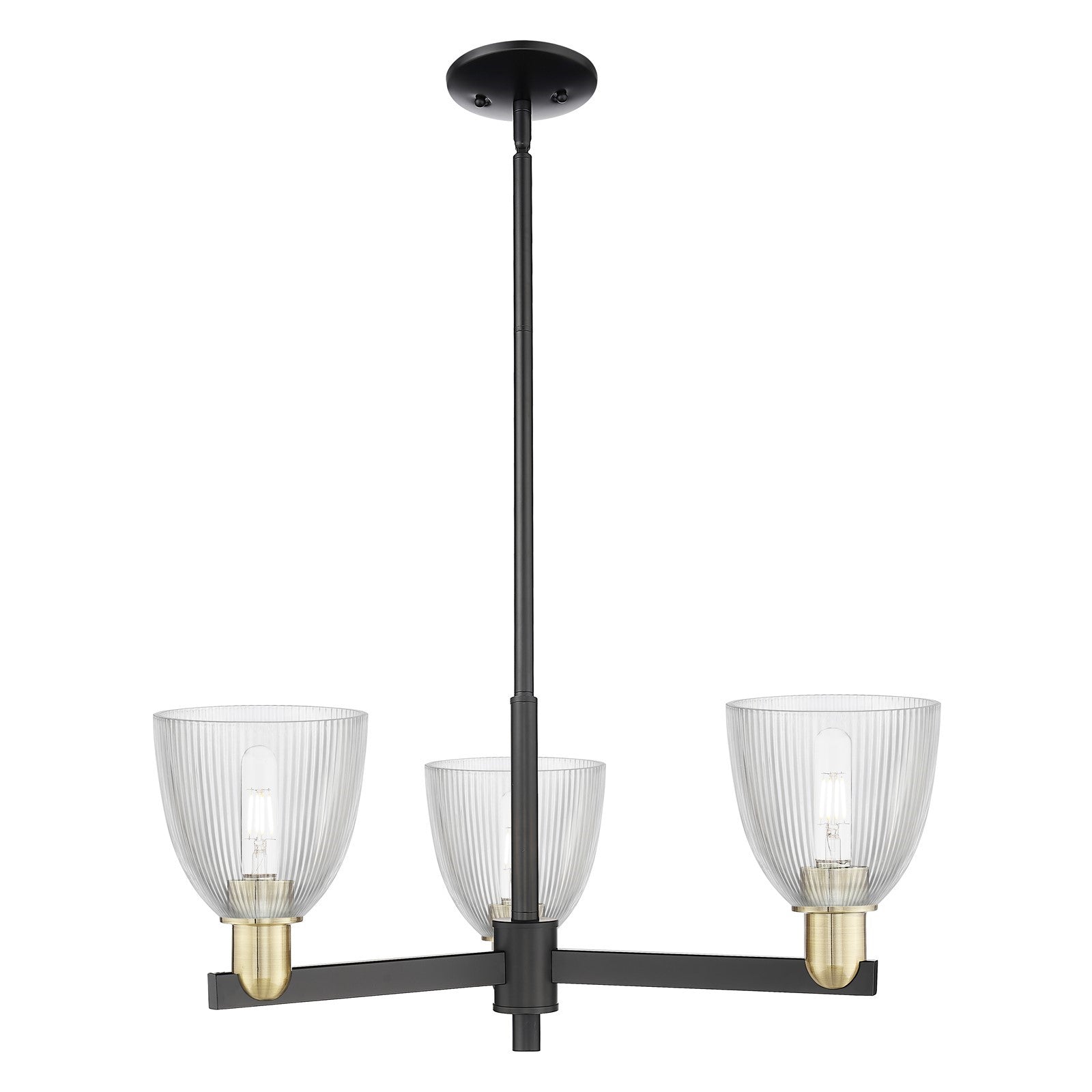 Innovations Castile 28in 3-Light Pendant | Industrial Black Antique Brass Steel and Clear Glass | Kitchen Island & Dining Room | Model 716-3CR-BAB-G382