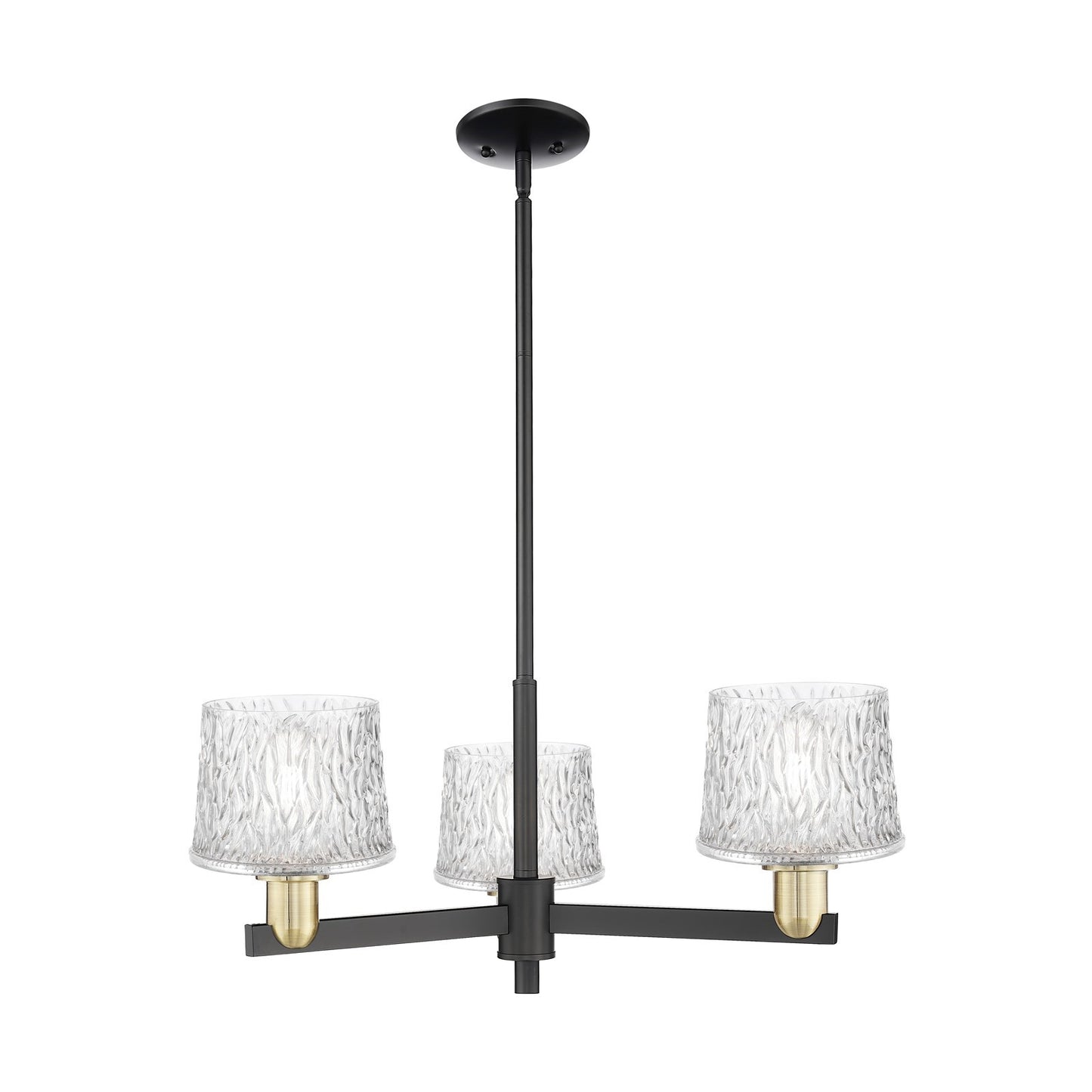 Innovations Niagara 28in 3-Light Pendant | Industrial Black Antique Brass Steel and Clear Glass | Kitchen Island & Dining Room | Model 716-3CR-BAB-G402