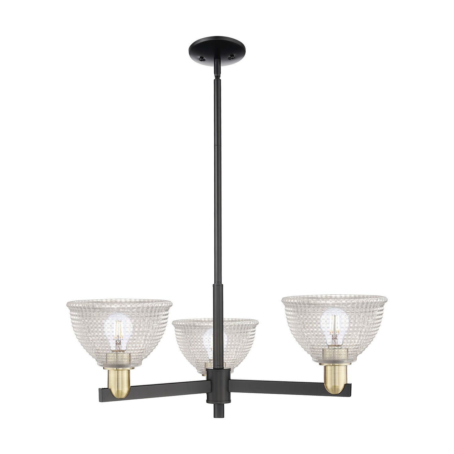 Innovations Arietta 30in 3-Light Pendant | Industrial Black Antique Brass Steel and Clear Glass | Kitchen Island & Dining Room | Model 716-3CR-BAB-G422