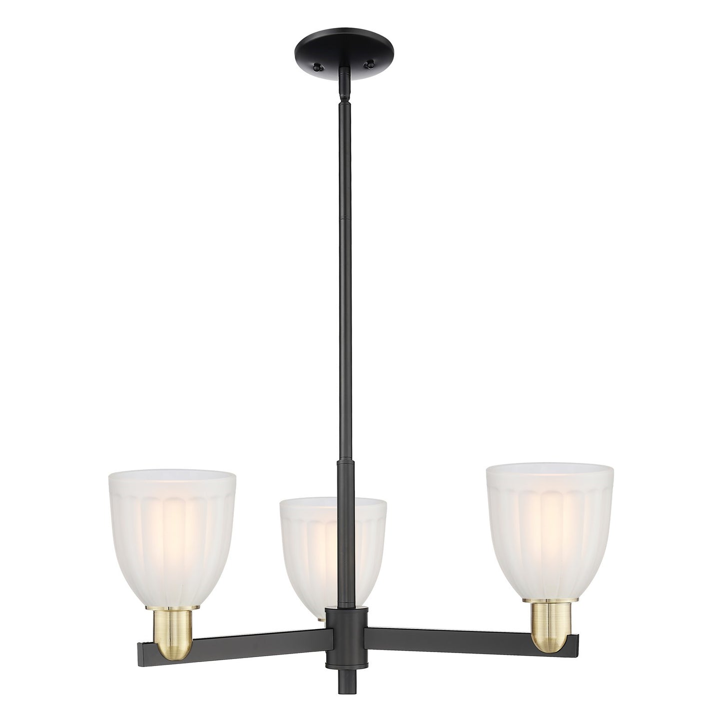 Innovations Brookfield 28in 3-Light Pendant | Industrial Black Antique Brass and White Frosted Ribbed Glass | Kitchen Island & | Model 716-3CR-BAB-G441