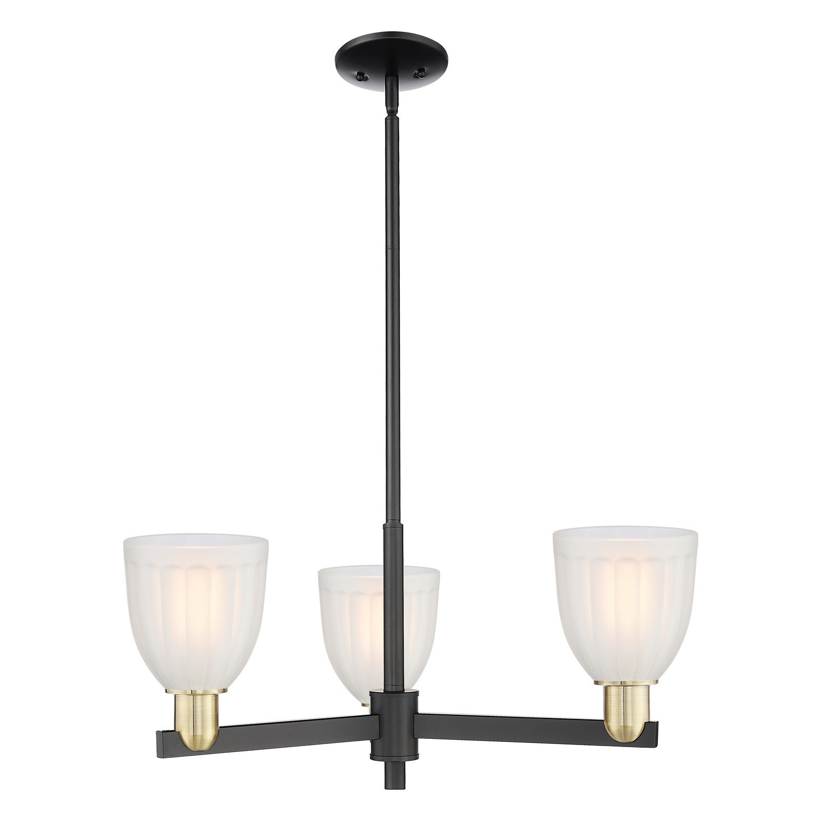 Innovations Brookfield 28in 3-Light Pendant | Industrial Black Antique Brass and White Frosted Ribbed Glass | Kitchen Island & | Model 716-3CR-BAB-G441