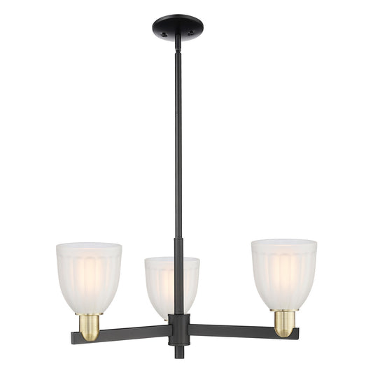 Innovations Brookfield 28in 3-Light Pendant | Industrial Black Antique Brass and White Frosted Ribbed Glass | Kitchen Island & | Model 716-3CR-BAB-G441