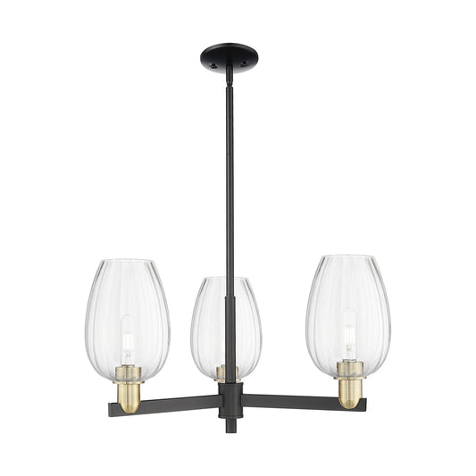 Innovations Preston Flute 28in 3-Light Pendant | Industrial Black Antique Brass and Clear Glass | Kitchen Island & Dining | Model 716-3CR-BAB-G457-6CL