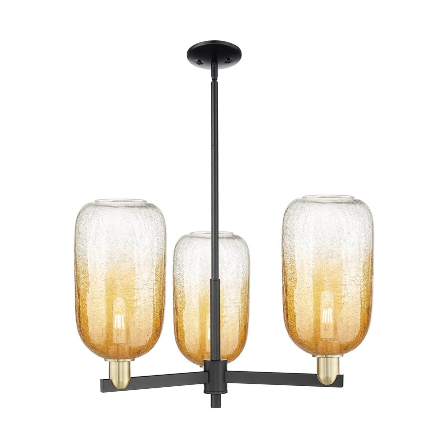 Innovations BH Cloche 3Lt 18" Stem Chandelier, BKS/AM - 716-3CR-BAB-G482-7AM