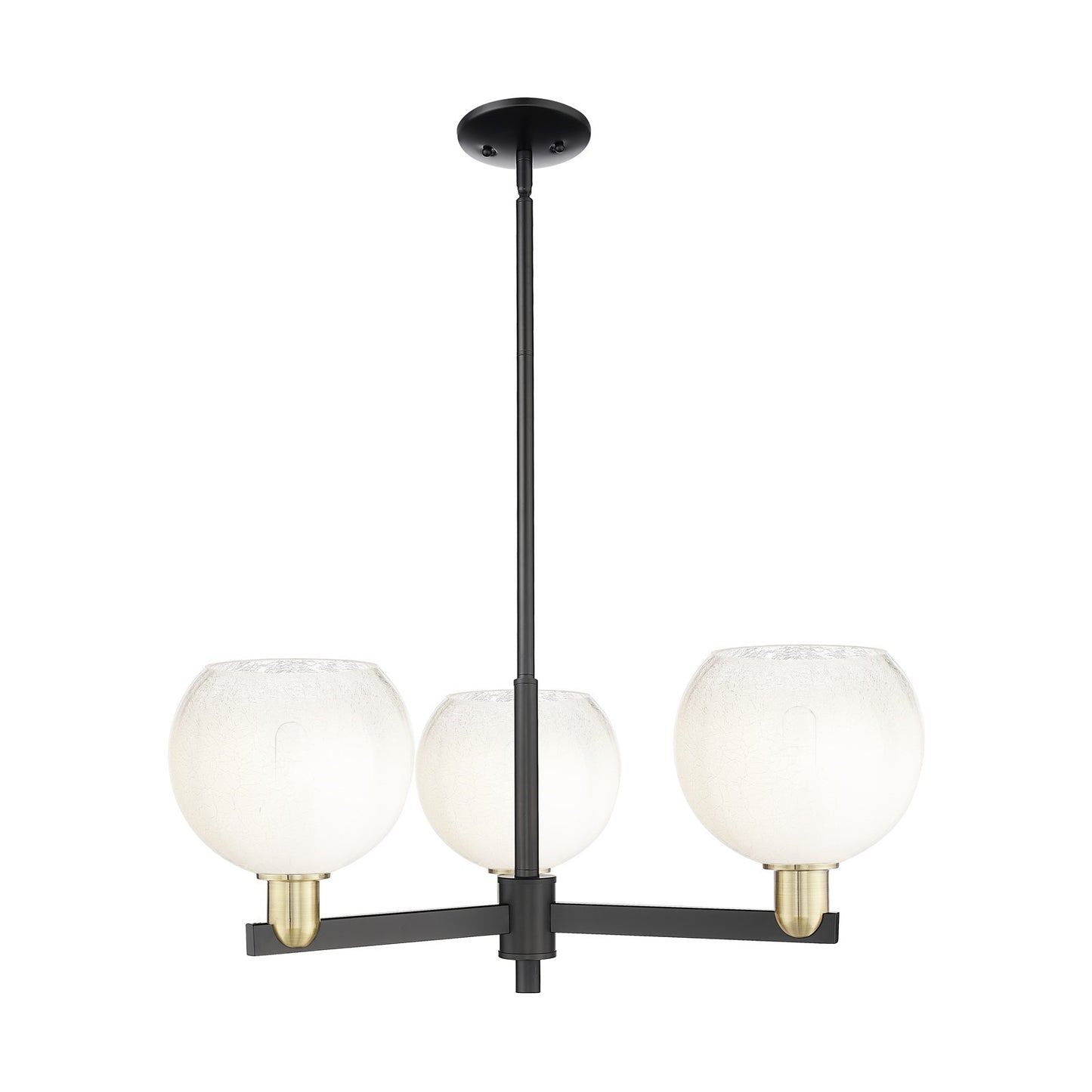 Innovations Brookhaven Globe 30in 3-Light Pendant | Industrial Black Antique Brass and Opal Glass | Kitchen Island & Dining | Model 716-3CR-BAB-G483-8OP
