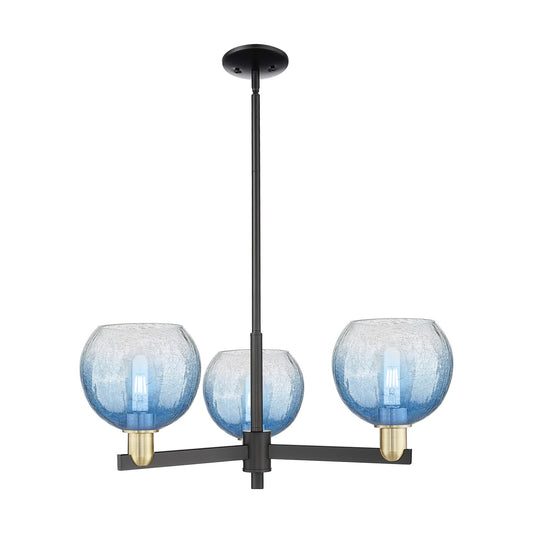 Innovations Brookhaven Globe 30in 3-Light Pendant | Industrial Black Antique Brass and Sapphire Blue Glass | Kitchen Island & | Model 716-3CR-BAB-G483-8SB