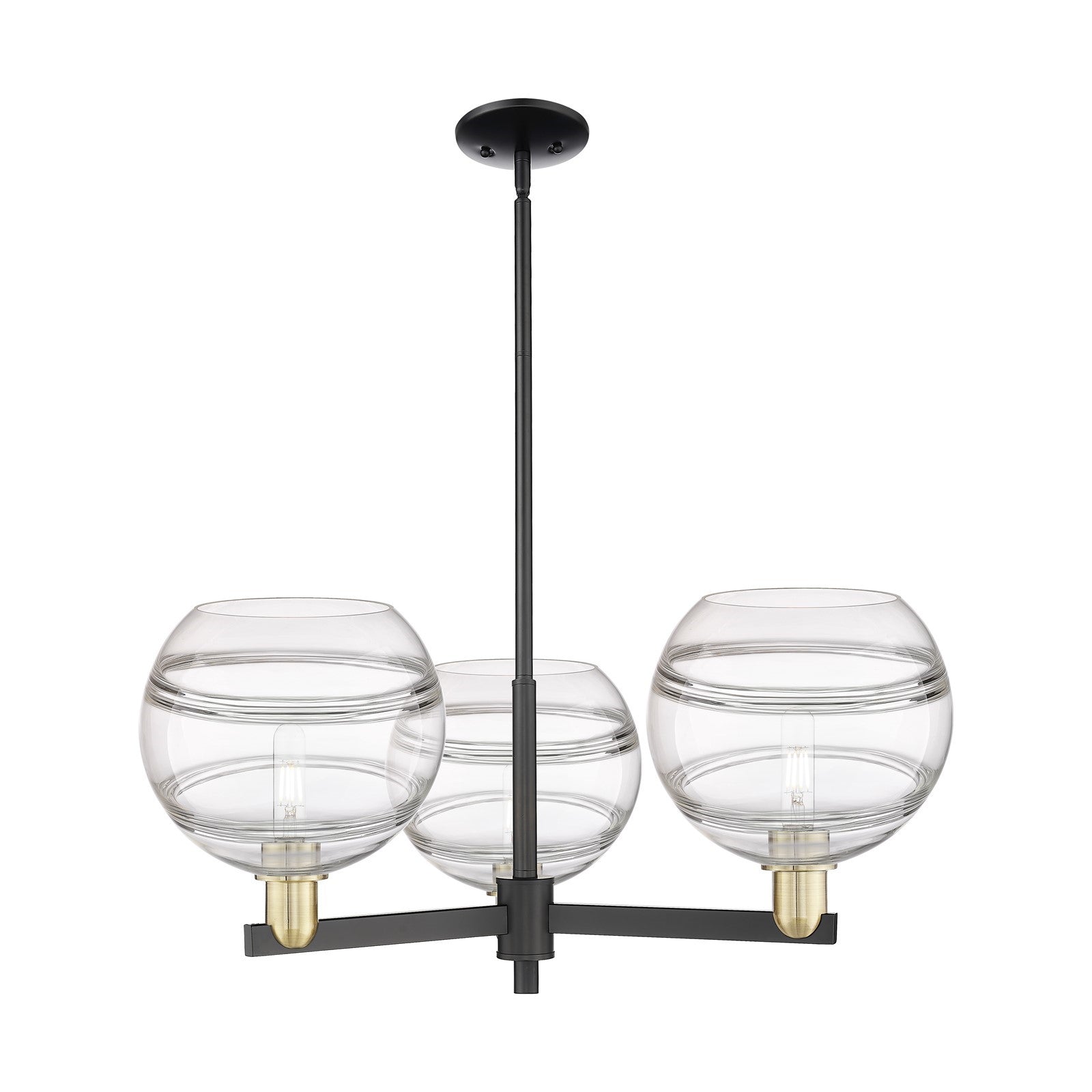 Innovations Rochester 32in 3-Light Pendant | Industrial Black Antique Brass and Clear Glass | Kitchen Island & Dining Room | Model 716-3CR-BAB-G556-10CL