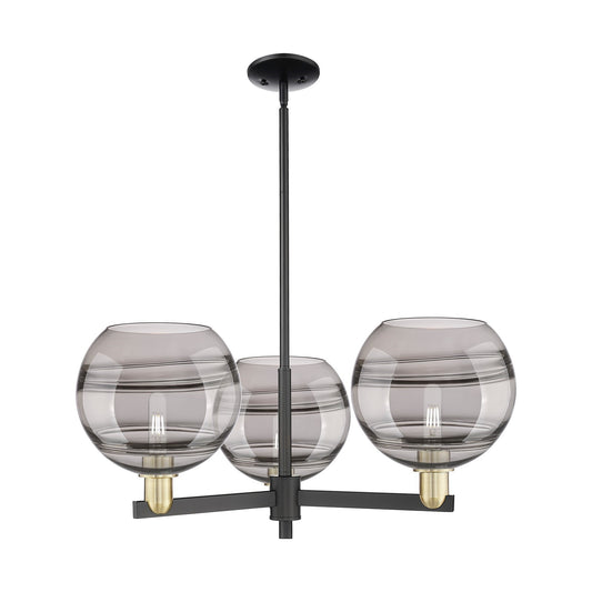 Innovations Rochester 32in 3-Light Pendant | Industrial Black Antique Brass and Light Smoke Glass | Kitchen Island & Dining | Model 716-3CR-BAB-G556-10SM