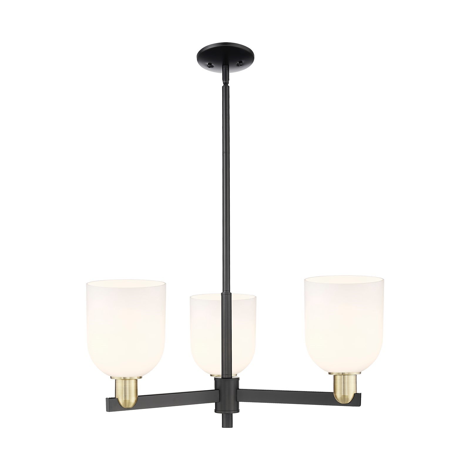Innovations Bella 27in 3-Light Pendant | Industrial Black Antique Brass and White Glass | Kitchen Island & Dining Room | 27 | Model 716-3CR-BAB-G558-6GWH
