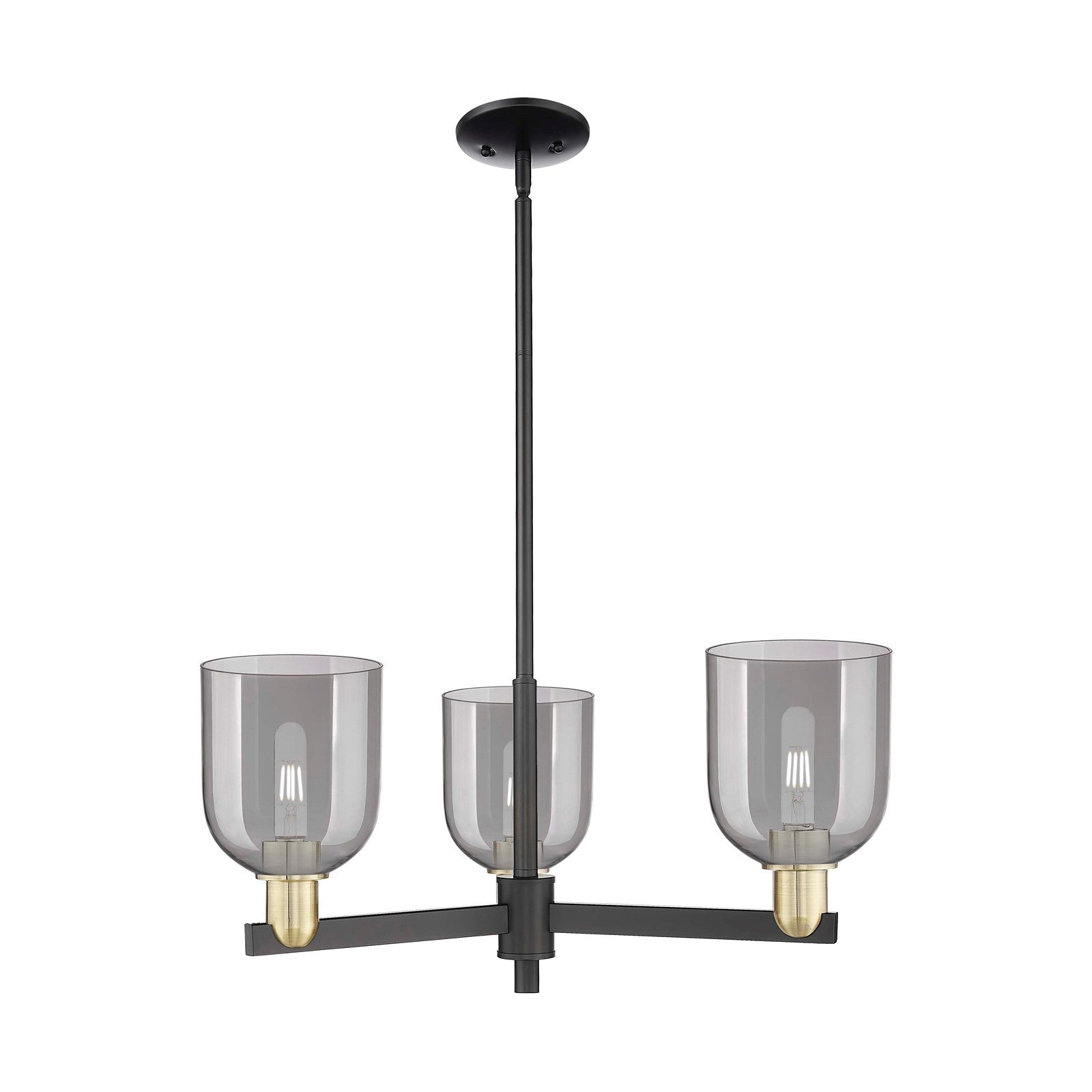 Innovations Bella 27in 3-Light Pendant | Industrial Black Antique Brass and Light Smoke Glass | Kitchen Island & Dining Room | Model 716-3CR-BAB-G558-6SM