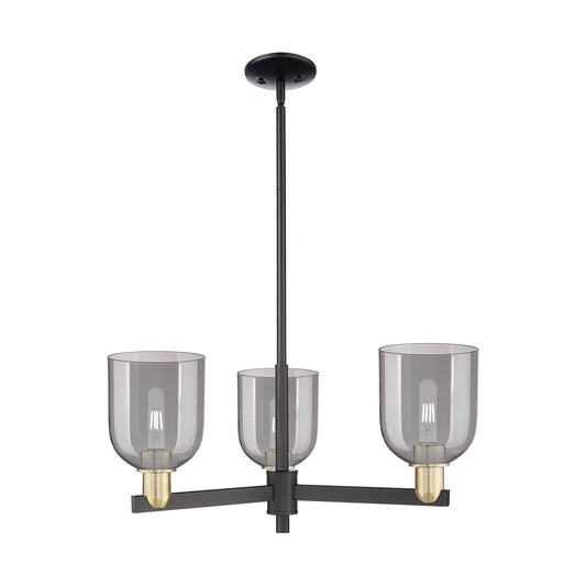 Innovations Bella 27in 3-Light Pendant | Industrial Black Antique Brass and Light Smoke Glass | Kitchen Island & Dining Room | Model 716-3CR-BAB-G558-6SM