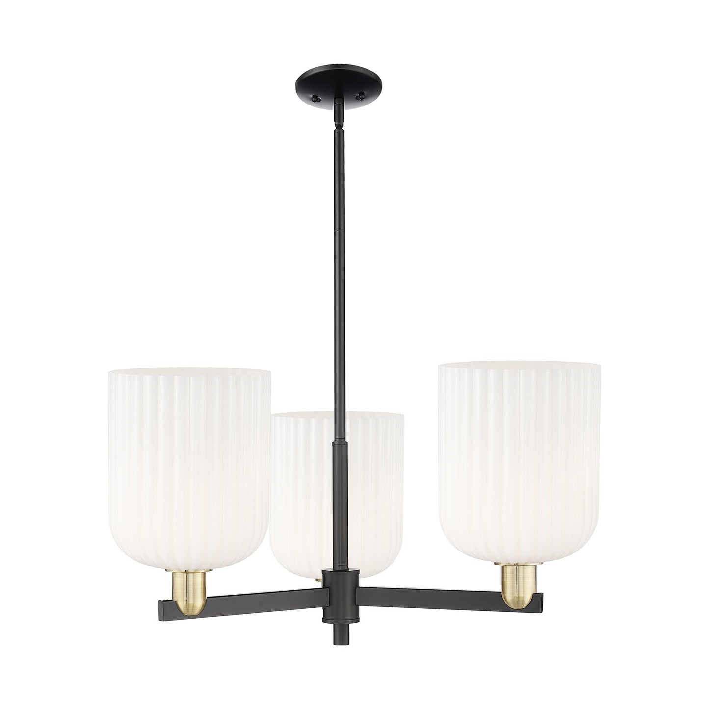 Innovations Bridal Veil 30in 3-Light Pendant | Industrial Black Antique Brass and Gloss White Ribbed Glass | Kitchen Island | Model 716-3CR-BAB-G559-8GWH