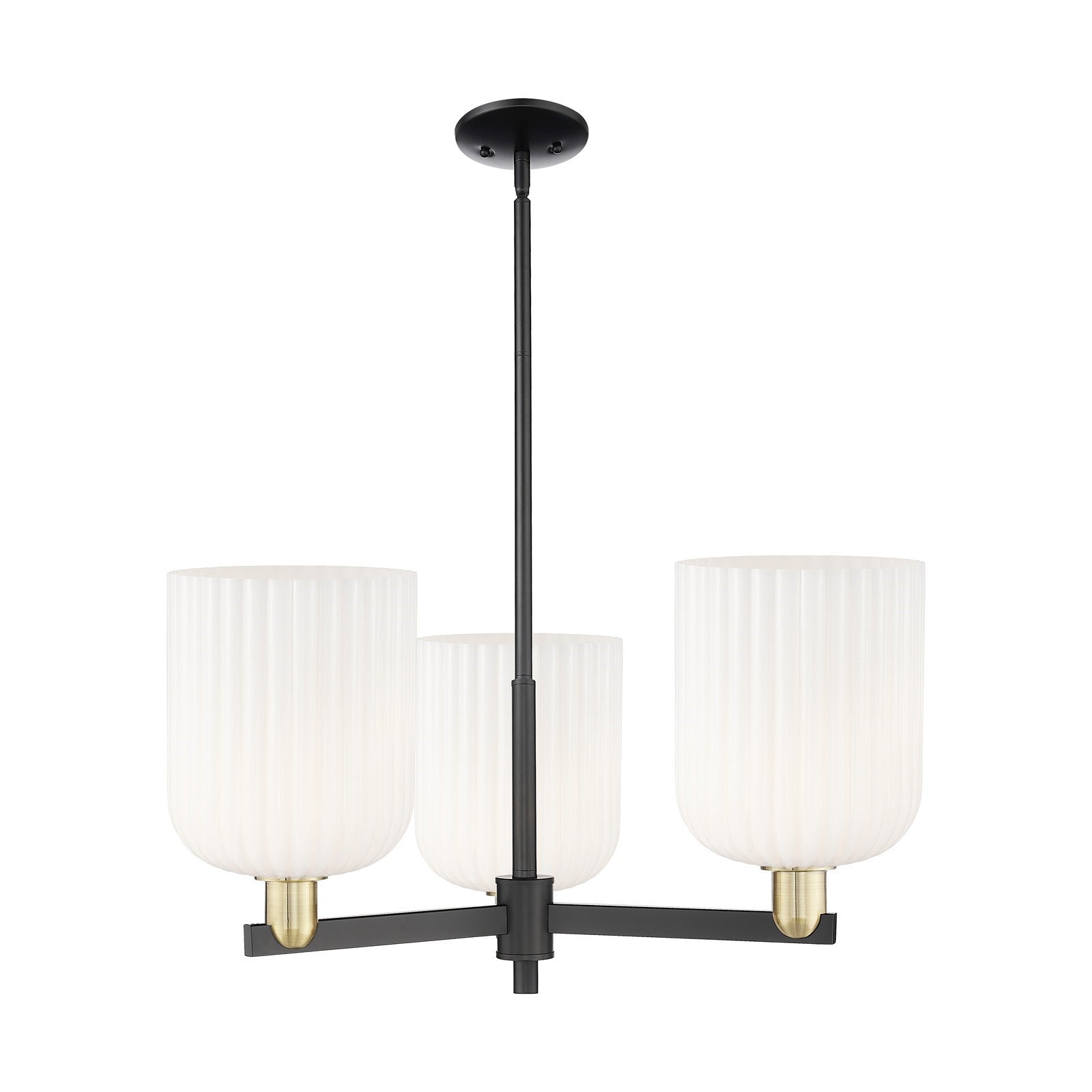 Innovations Bridal Veil 30in 3-Light Pendant | Industrial Black Antique Brass and Gloss White Ribbed Glass | Kitchen Island | Model 716-3CR-BAB-G559-8GWH