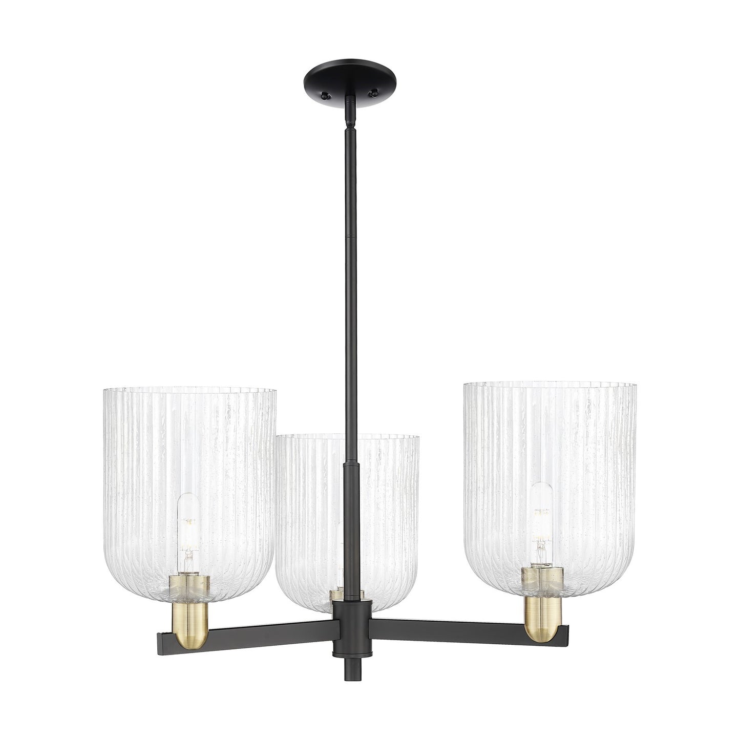 Innovations Bridal Veil 30in 3-Light Pendant | Industrial Black Antique Brass Steel and Seedy Glass | Kitchen Island & | Model 716-3CR-BAB-G559-8SDY